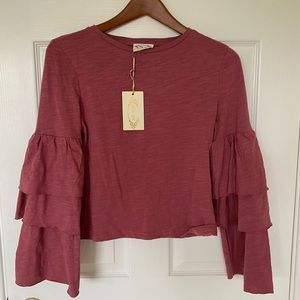 JOYFOLIE MIAJOY girls ruffle long sleeve shirt Burgandy size 12